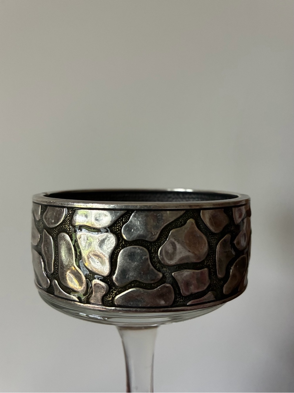 Premier Cuff Bracelet Wide Silver Tone/Black, Hinged, Vintage